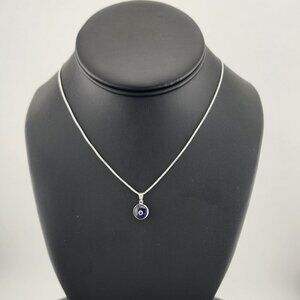 Sterling Silver 925 Evil Eye Pendant – Royal Blue Charm Necklace for Protection